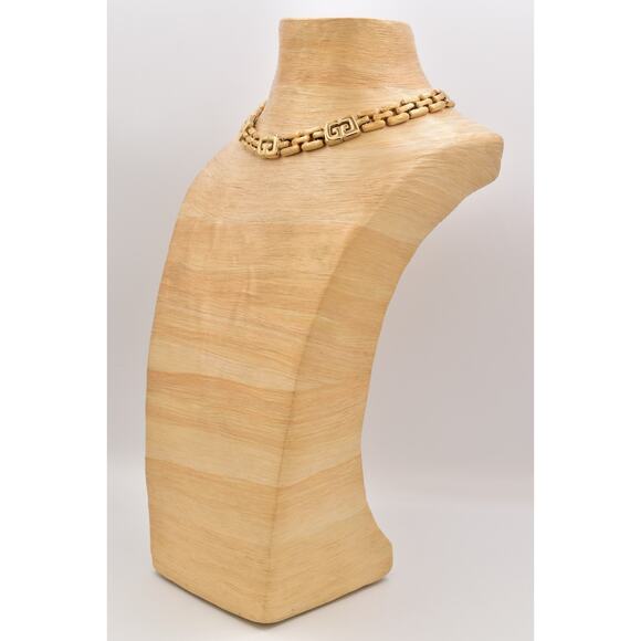 Givenchy Vintage Collar Necklace Logo Brushed Gold Linked Chain Signed 80s BinBC - Picture 9 of 12